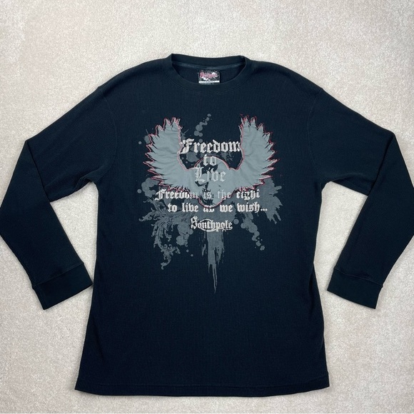 Ytg Y2K Southpole Waffleknit Skull Long Sleeve Shirt - Picture 1 of 8